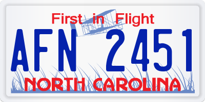 NC license plate AFN2451