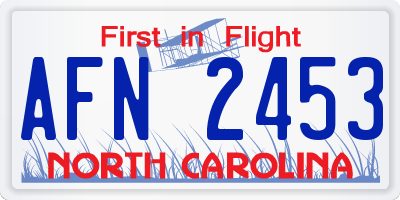 NC license plate AFN2453