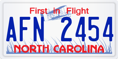 NC license plate AFN2454