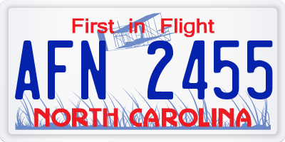 NC license plate AFN2455