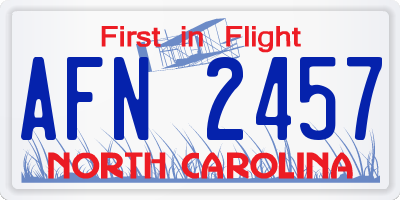 NC license plate AFN2457
