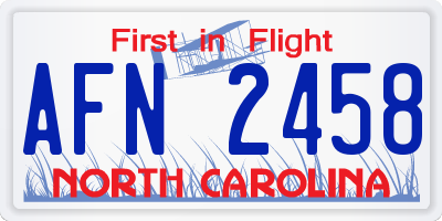 NC license plate AFN2458