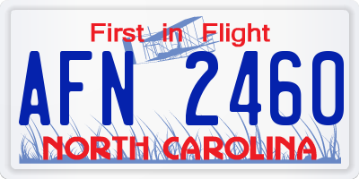 NC license plate AFN2460