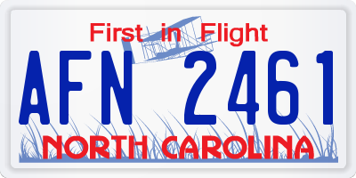 NC license plate AFN2461