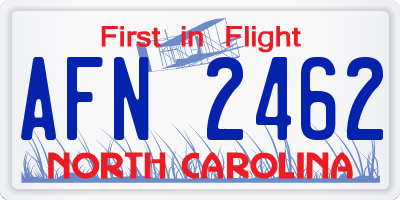 NC license plate AFN2462