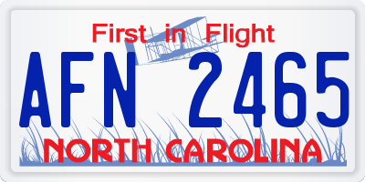 NC license plate AFN2465