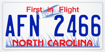 NC license plate AFN2466