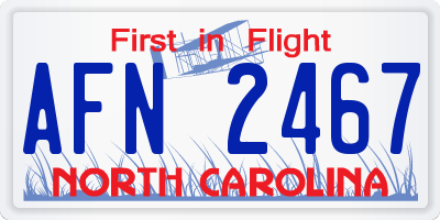 NC license plate AFN2467
