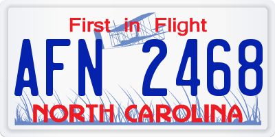 NC license plate AFN2468