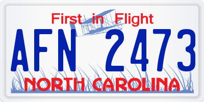 NC license plate AFN2473
