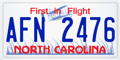 NC license plate AFN2476