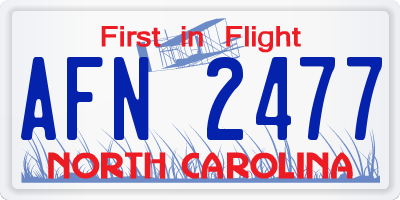 NC license plate AFN2477