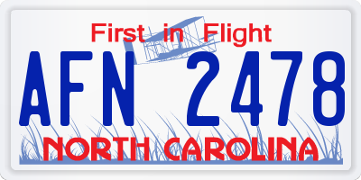NC license plate AFN2478