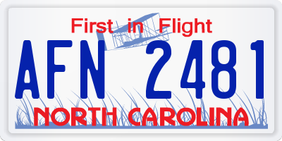 NC license plate AFN2481