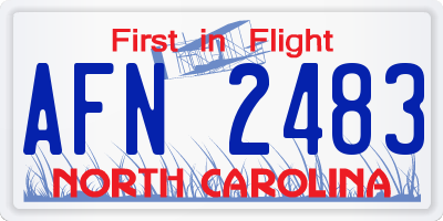 NC license plate AFN2483