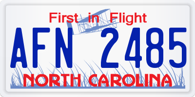 NC license plate AFN2485