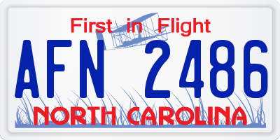 NC license plate AFN2486