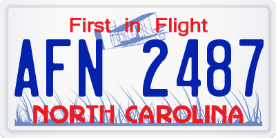 NC license plate AFN2487