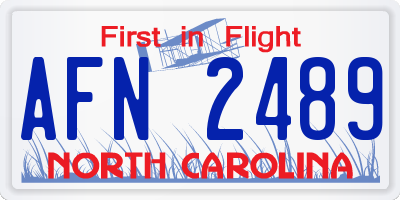 NC license plate AFN2489