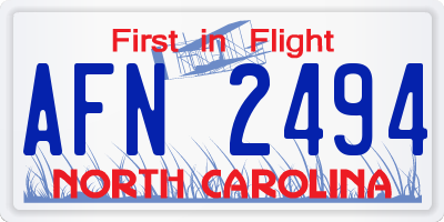 NC license plate AFN2494