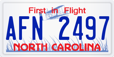 NC license plate AFN2497