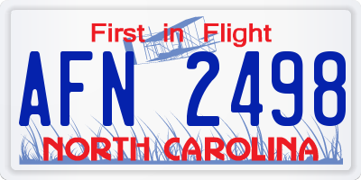 NC license plate AFN2498