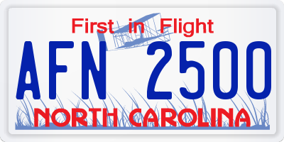 NC license plate AFN2500