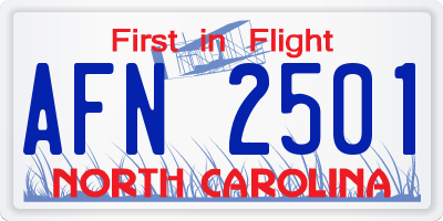 NC license plate AFN2501