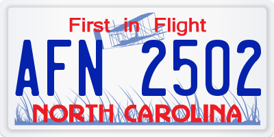 NC license plate AFN2502