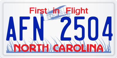 NC license plate AFN2504