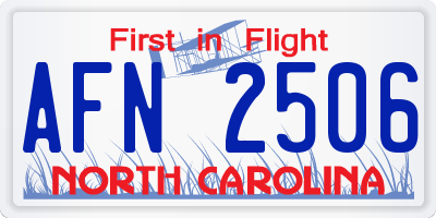 NC license plate AFN2506