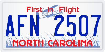 NC license plate AFN2507