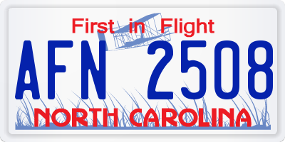 NC license plate AFN2508