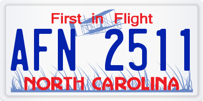 NC license plate AFN2511