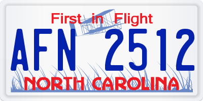 NC license plate AFN2512