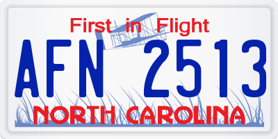 NC license plate AFN2513