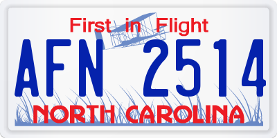 NC license plate AFN2514