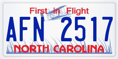 NC license plate AFN2517