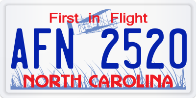 NC license plate AFN2520