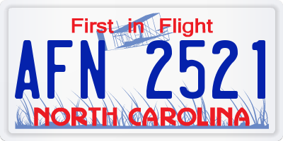 NC license plate AFN2521