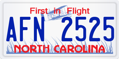 NC license plate AFN2525