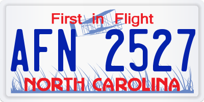 NC license plate AFN2527
