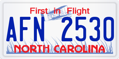 NC license plate AFN2530