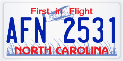 NC license plate AFN2531