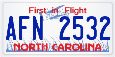 NC license plate AFN2532
