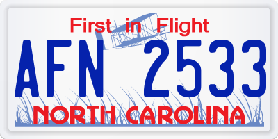 NC license plate AFN2533