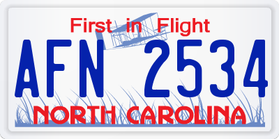 NC license plate AFN2534