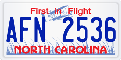 NC license plate AFN2536