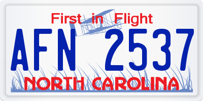 NC license plate AFN2537