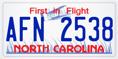 NC license plate AFN2538